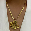Gold-Plated Flower Exaggerated Snake Chain Pendant Necklace