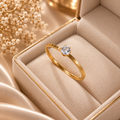 Lumi Solitaire 18K Gold Waterproof Ring | Aurelia Co.