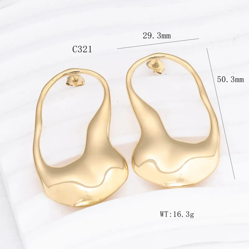 Molten Gold Sculptural Waterproof Hoop Earrings