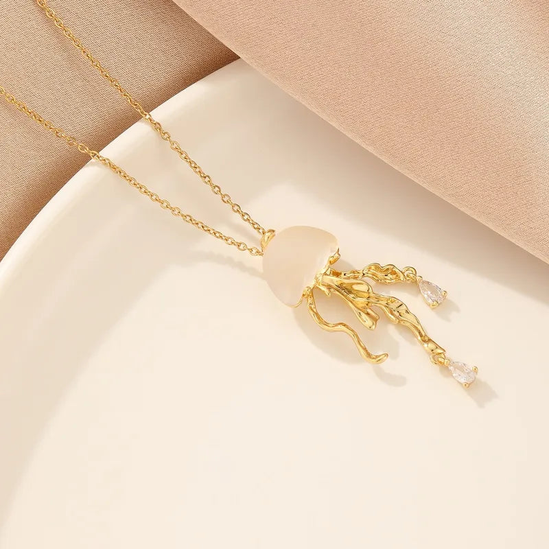 Jellyfish Electroplated Pendant Necklace