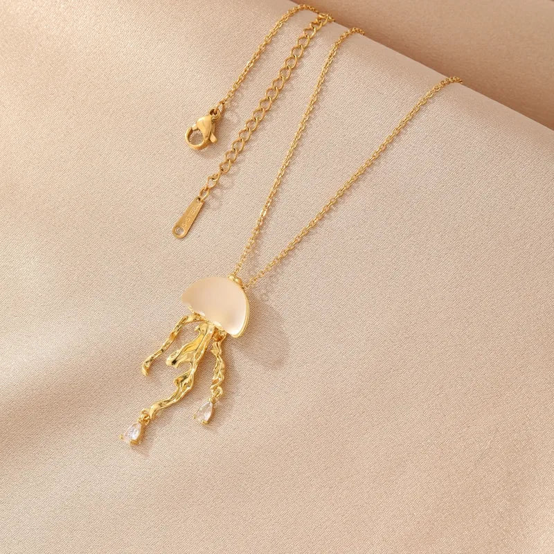 Jellyfish Electroplated Pendant Necklace