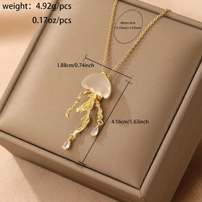 Jellyfish Electroplated Pendant Necklace