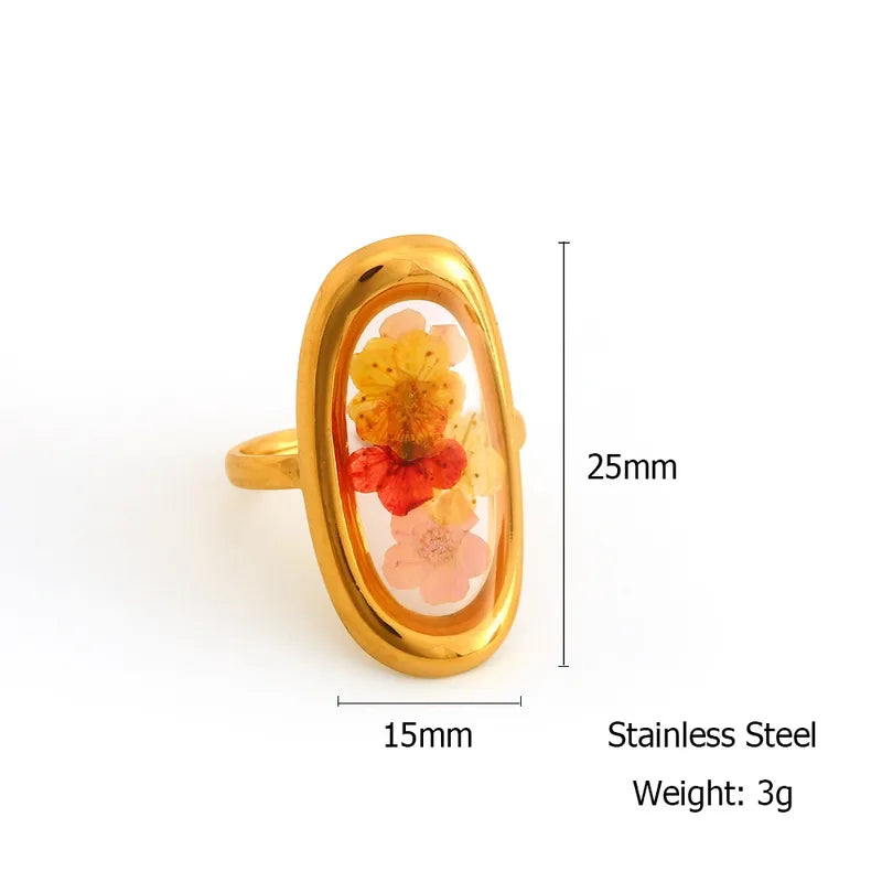 Aurora Petal Resin Ring | Gold Flower Petal Chunky Ring