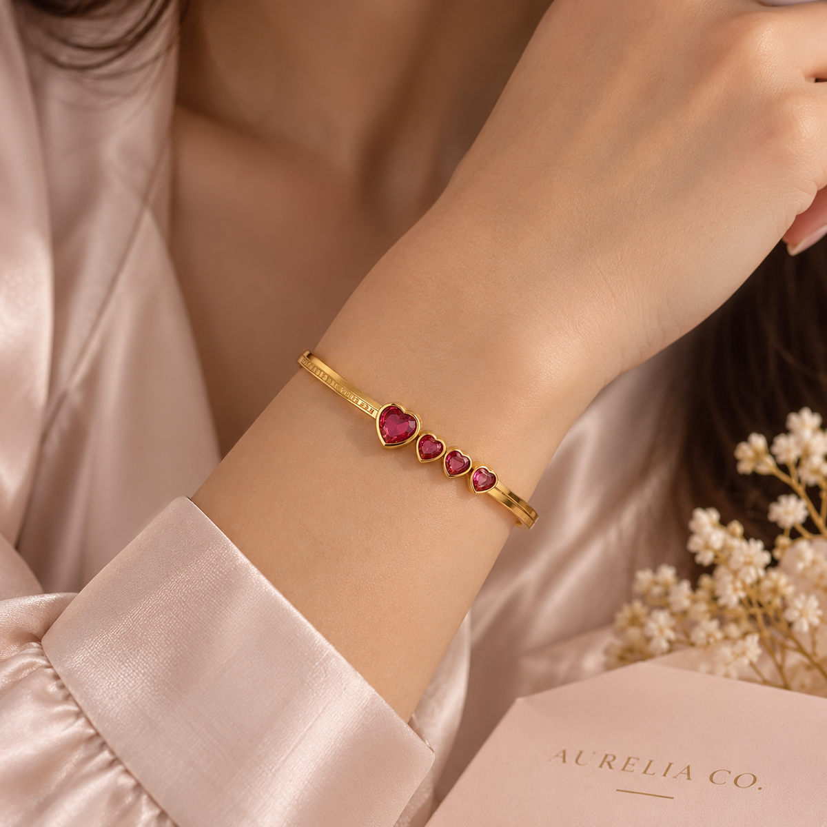 Ruby Heart Gold Bracelet | Aurelia Co. Australia