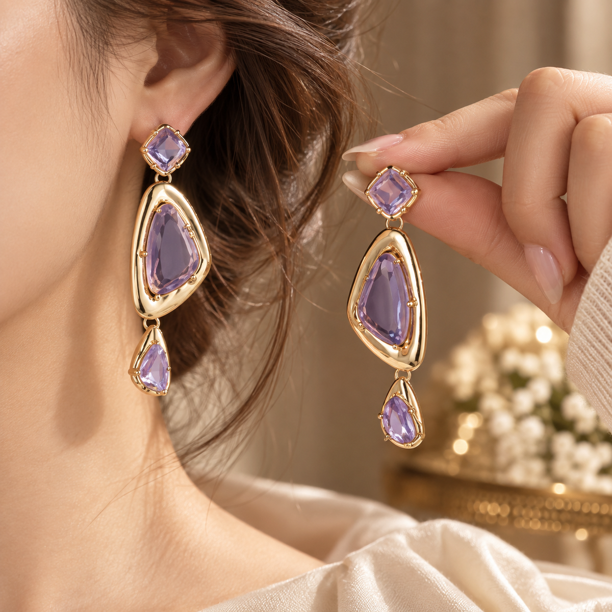 Amethyst Muse Vintage Drop Earrings | Aurelia Co.