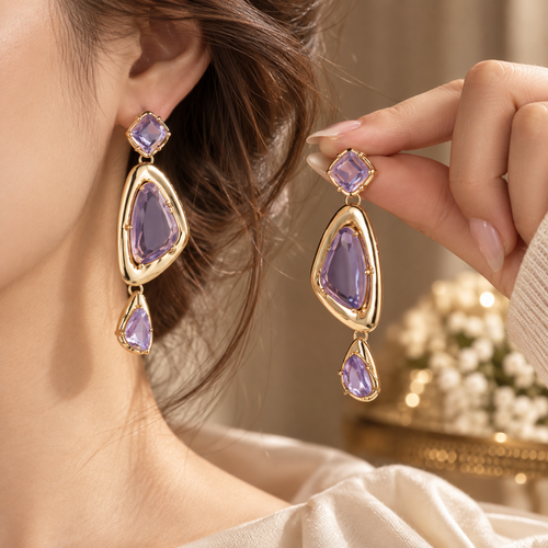 Amethyst Muse Vintage Drop Earrings | Aurelia Co.