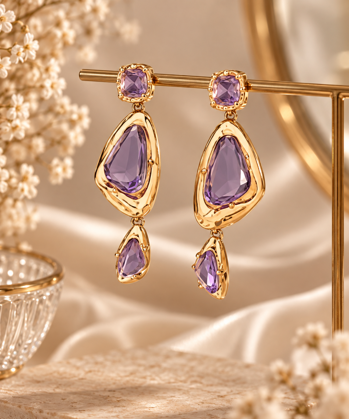 Amethyst Muse Vintage Drop Earrings | Aurelia Co.