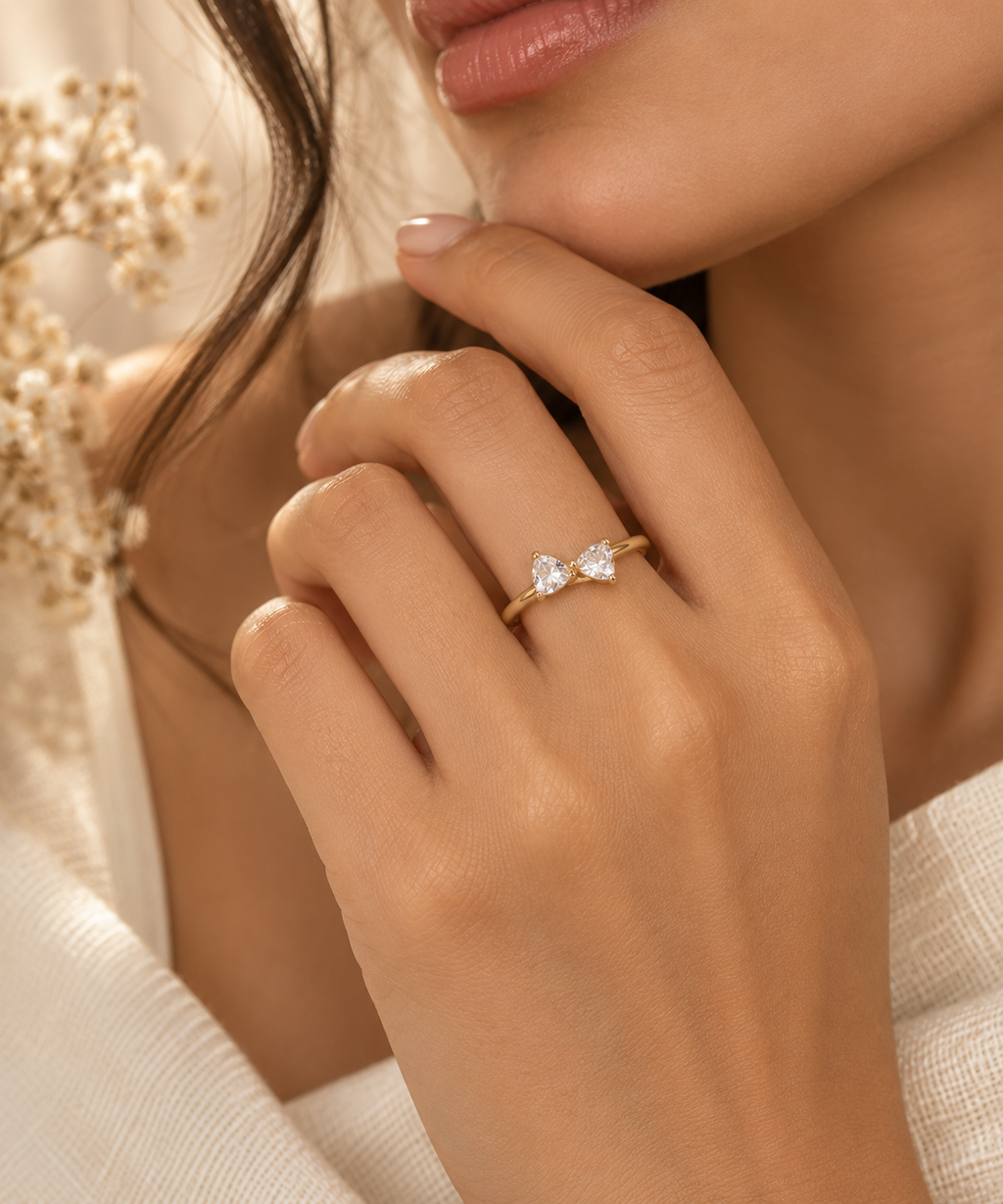 Amora Duo Heart Gold Waterproof Ring | Aurelia Co.