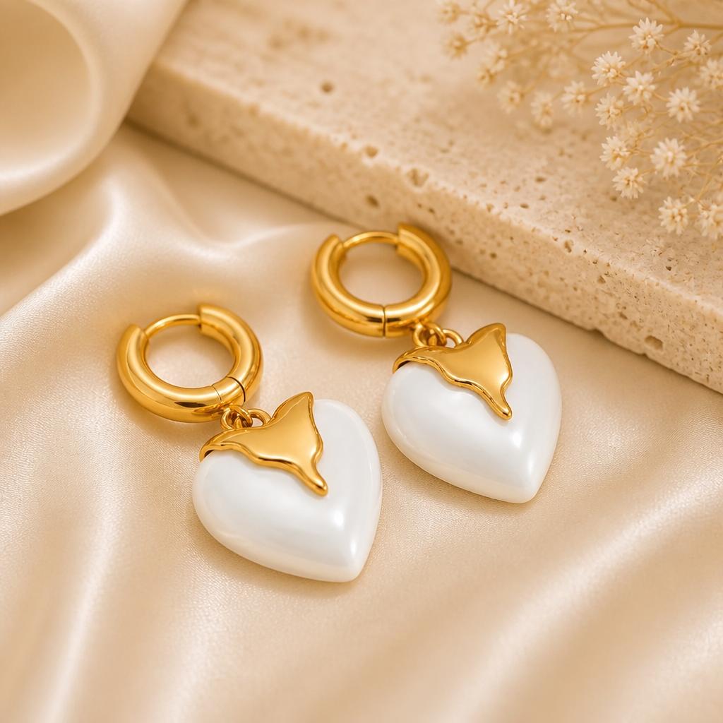 Amour Heart Drop Earrings | Waterproof Gold Heart Earrings | Aurelia Co Australia