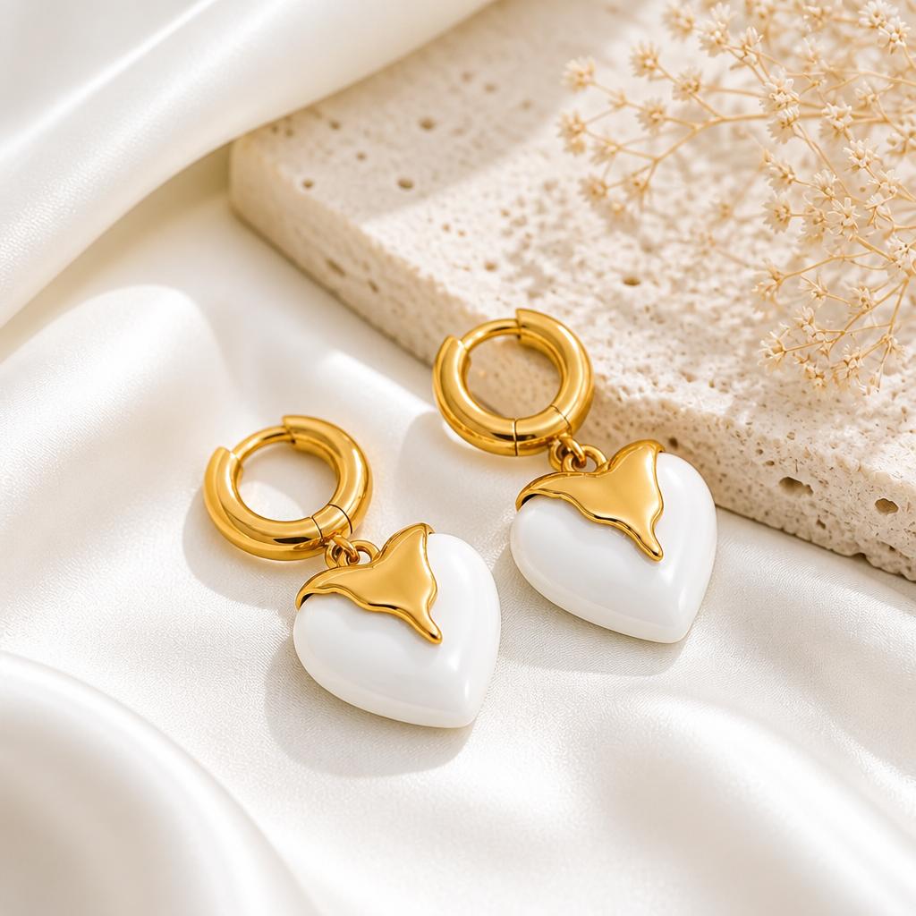 Amour Heart Drop Earrings | Waterproof Gold Heart Earrings | Aurelia Co Australia