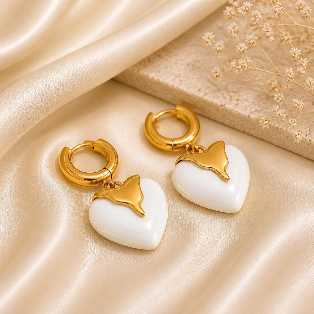 Amour Heart Drop Earrings | Waterproof Gold Heart Earrings | Aurelia Co Australia