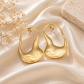 Molten Gold Sculptural Waterproof Hoop Earrings