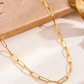Asymmetrical Paper Clip Gold Electroplated Necklace | Waterproof | Aurelia Co.
