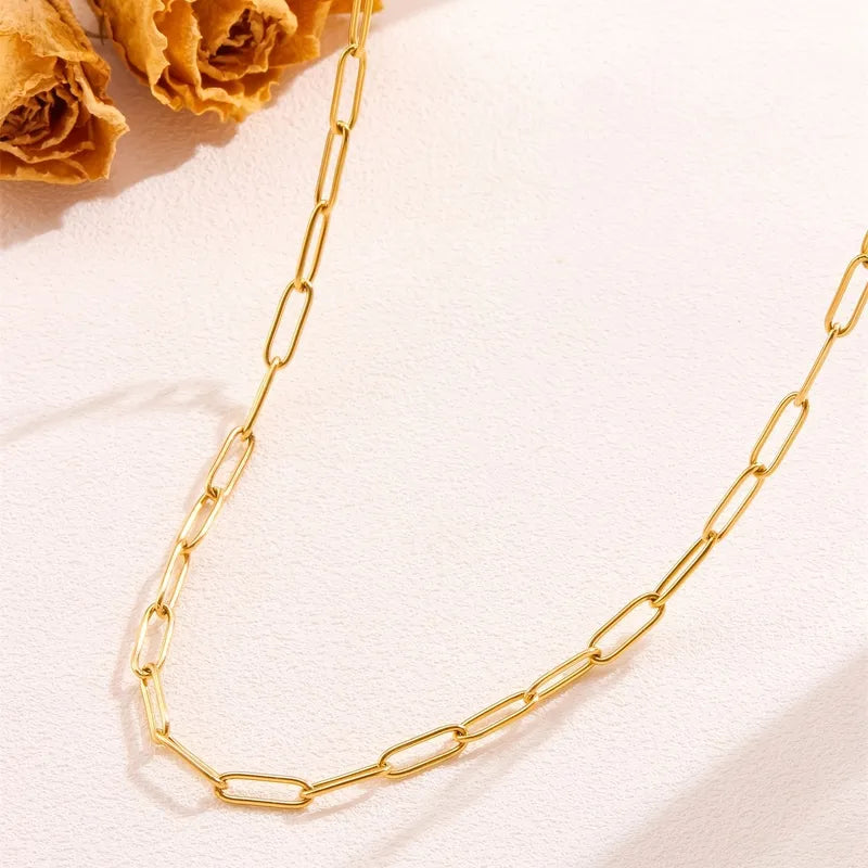Asymmetrical Paper Clip Gold Electroplated Necklace