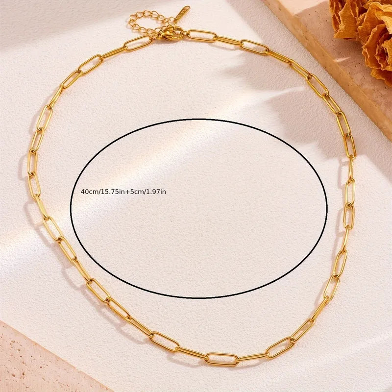 Asymmetrical Paper Clip Gold Electroplated Necklace