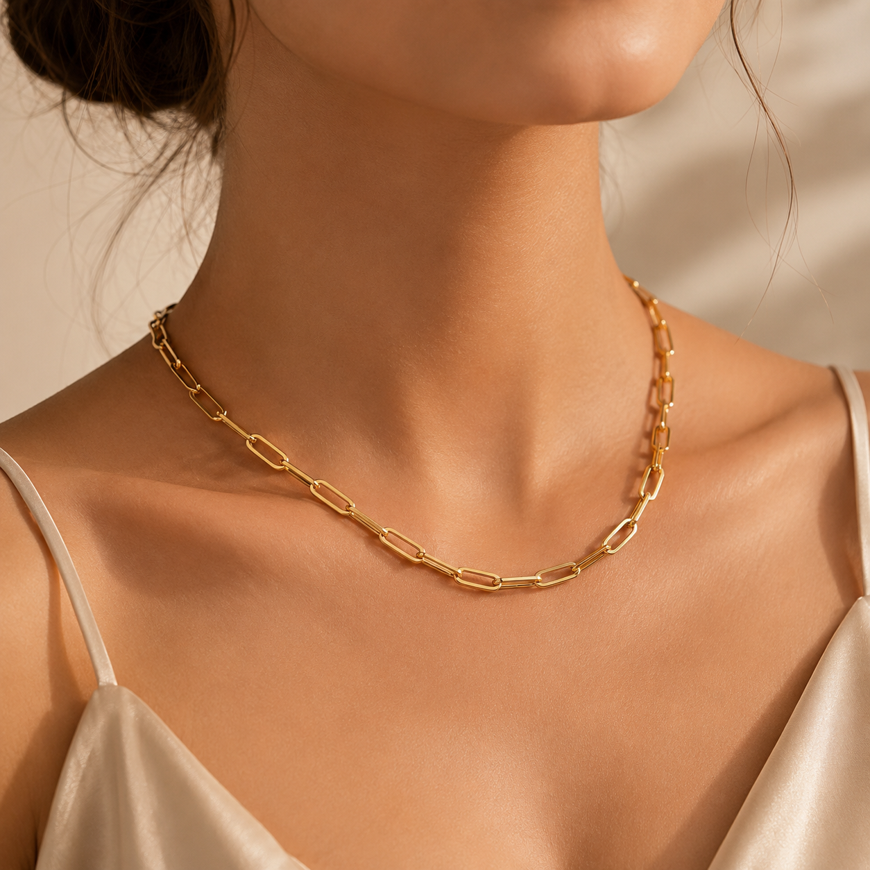 Asymmetrical Paper Clip Gold Electroplated Necklace | Waterproof | Aurelia Co.