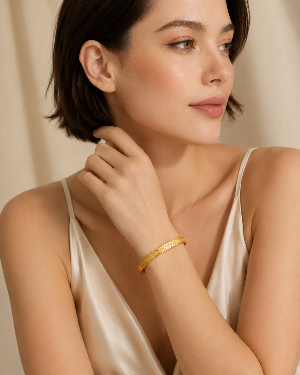 Athena Gold Greek Key Bracelet | Waterproof Tarnish-Free | Aurelia Co.