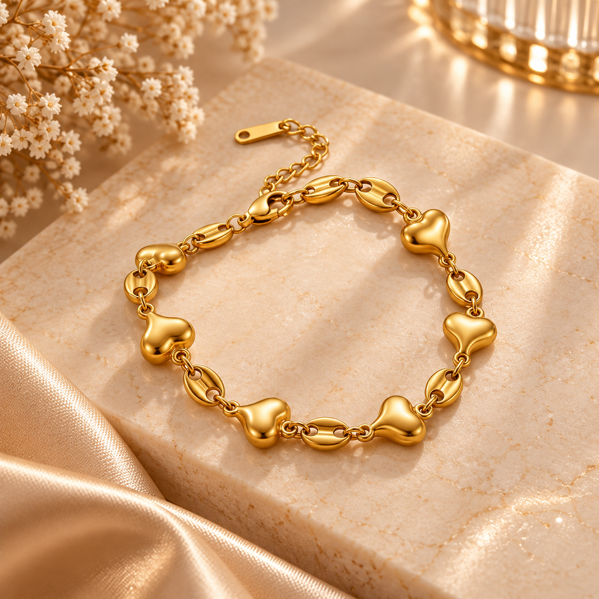 Amora Heart Gold Waterproof Bracelet | Aurelia Co.