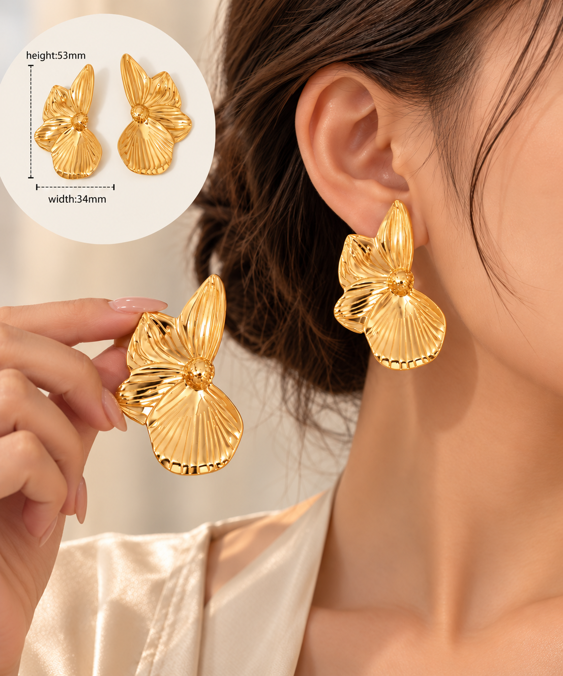 Aurelia Bloom Gold Flower Statement Earrings