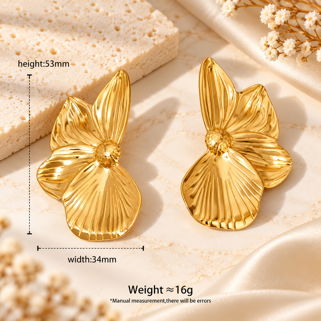Aurelia Bloom Gold Flower Statement Earrings