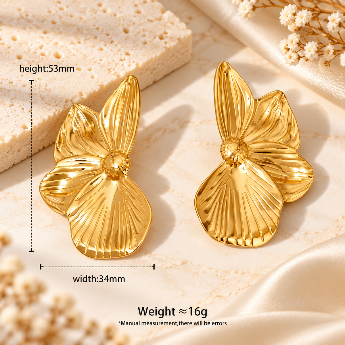 Aurelia Bloom Gold Flower Statement Earrings