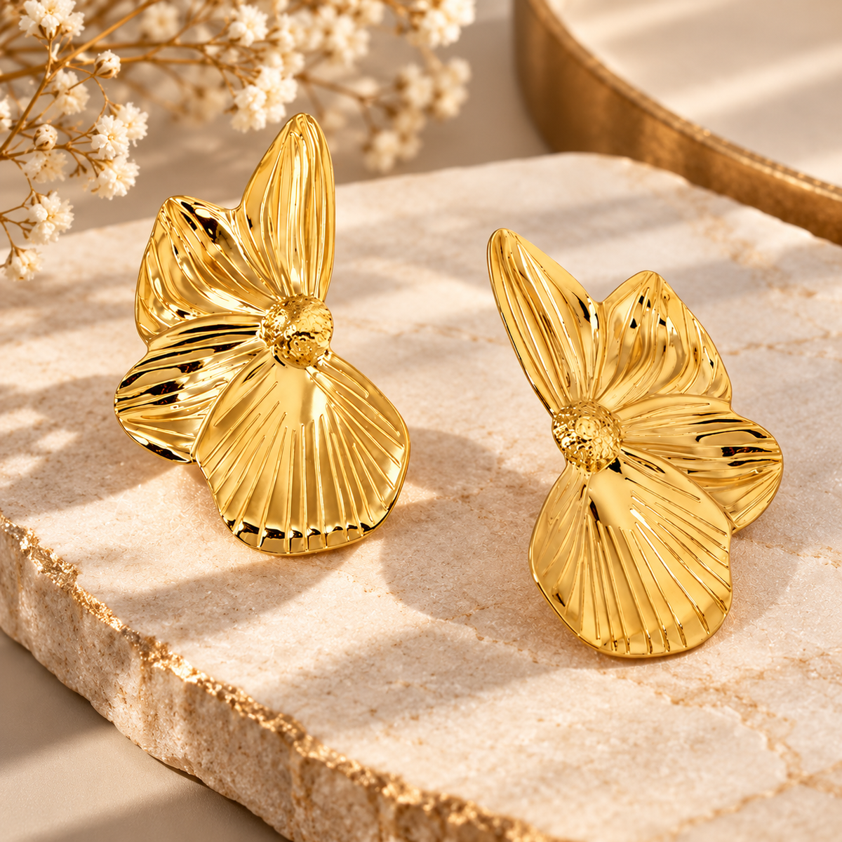 Aurelia Bloom Gold Flower Statement Earrings