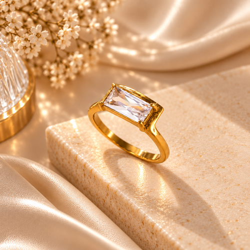 Aurelia Celeste Baguette Gold Ring