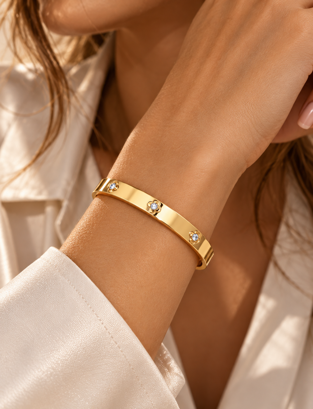 Aurelia Celeste Crystal Bracelet – 18K Gold Waterproof
