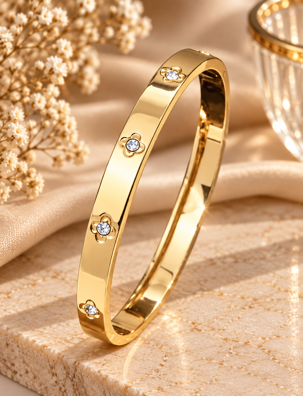 Aurelia Celeste Crystal Bracelet – 18K Gold Waterproof