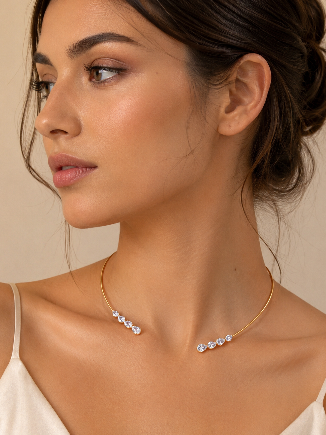 Aurelia Celeste Open Crystal Collar Necklace | Waterproof Gold Necklace Australia