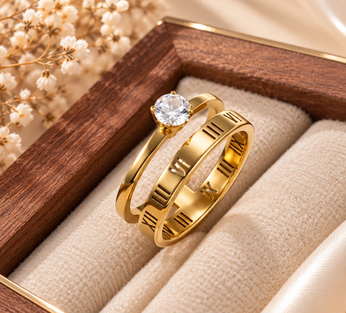 Aurelia Celeste Roman Numeral Gold Ring