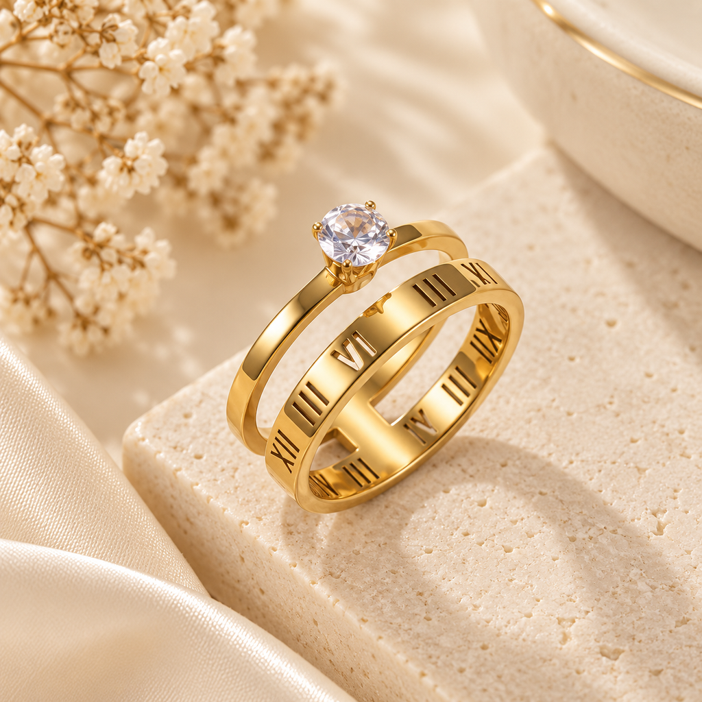 Aurelia Celeste Roman Numeral Gold Ring
