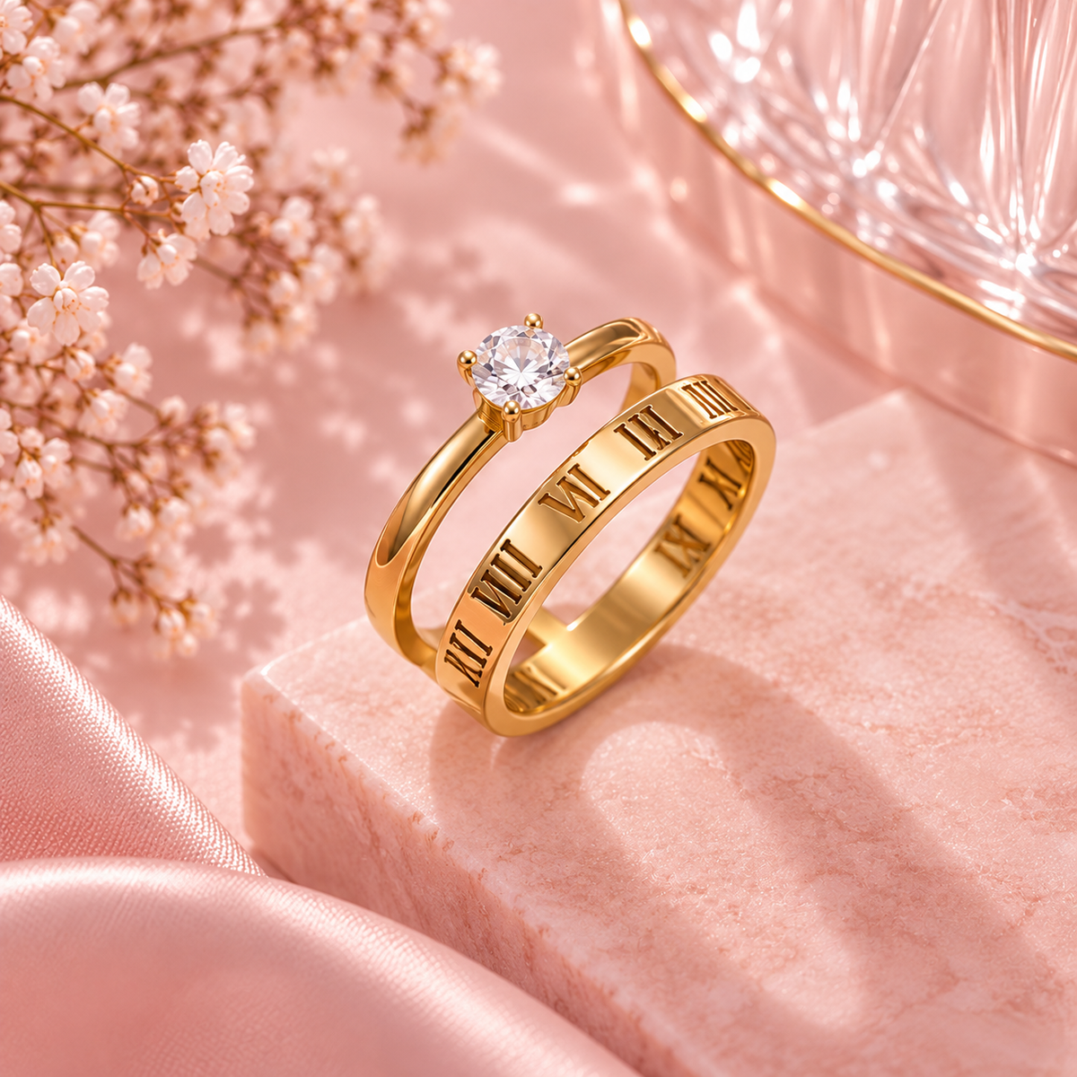 Aurelia Celeste Roman Numeral Gold Ring