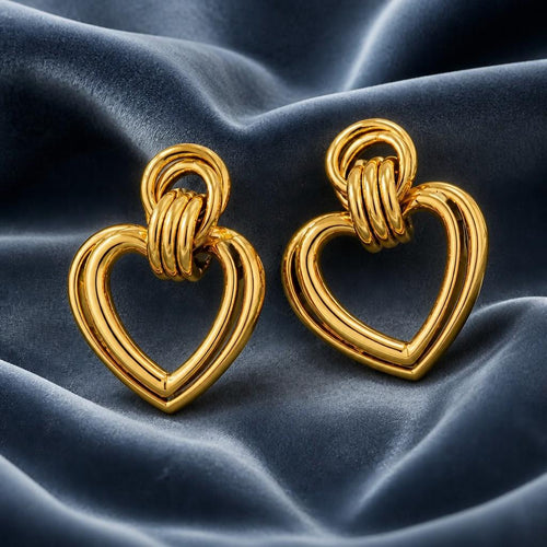 Amora Heart Drop Earrings | Waterproof Gold Heart Earrings | Aurelia Co.