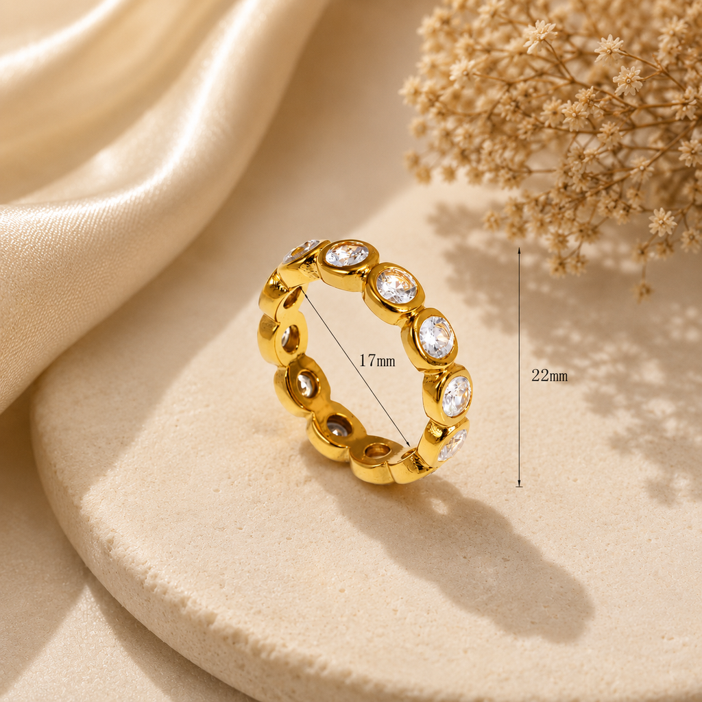 Celeste Crystal Gold Ring | Waterproof Ring | Aurelia Co.