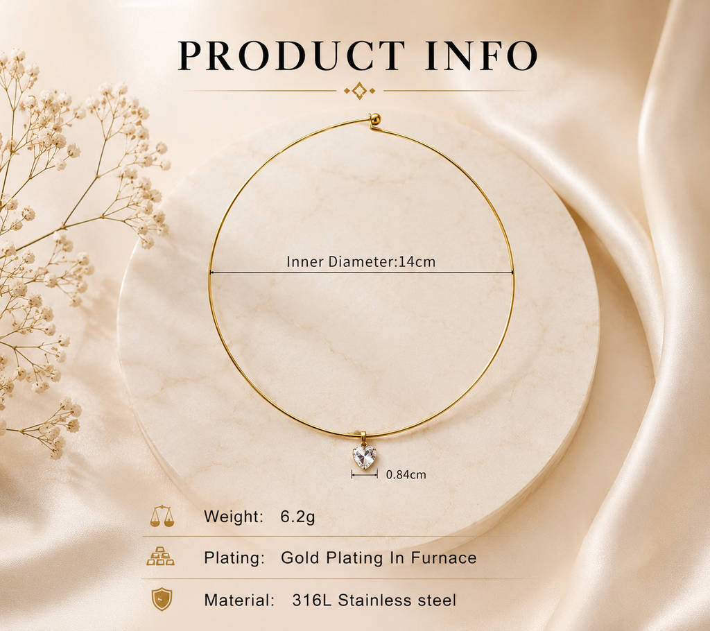 Lumi Heart Crystal Choker Necklace | Waterproof Gold Choker | Aurelia Co.