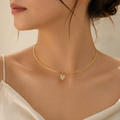 Lumi Heart Crystal Choker Necklace | Waterproof Gold Choker | Aurelia Co.