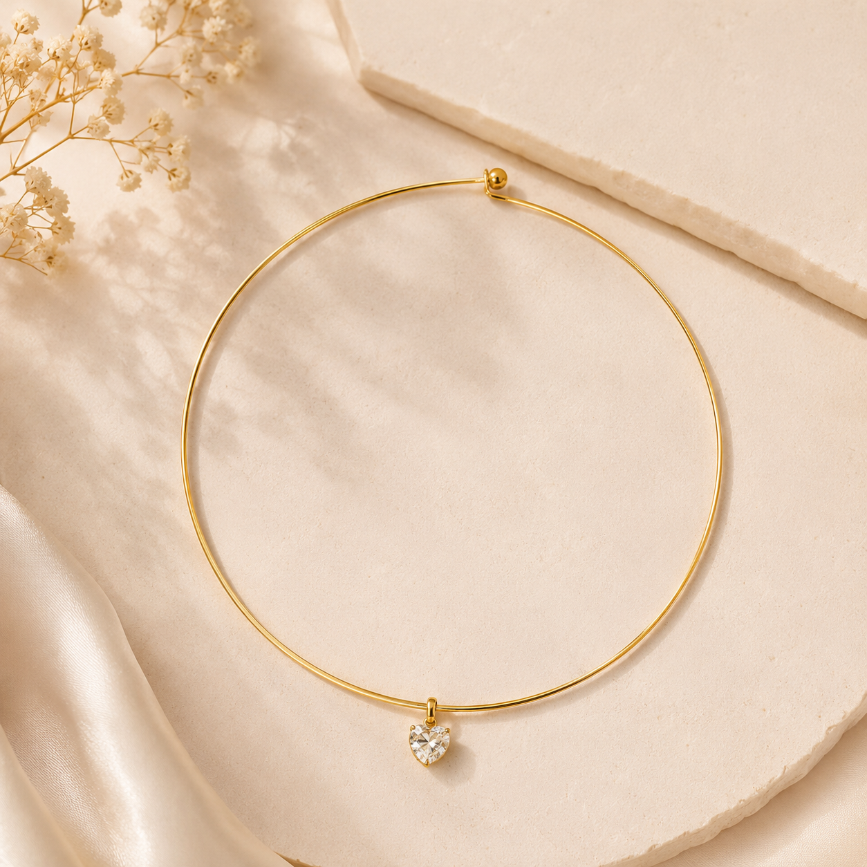 Lumi Heart Crystal Choker Necklace | Waterproof Gold Choker | Aurelia Co.