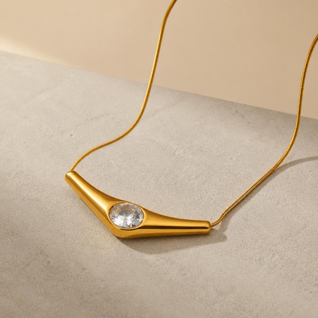 Aurelia Crystal Arc Necklace | Waterproof Gold Crystal Necklace Australia