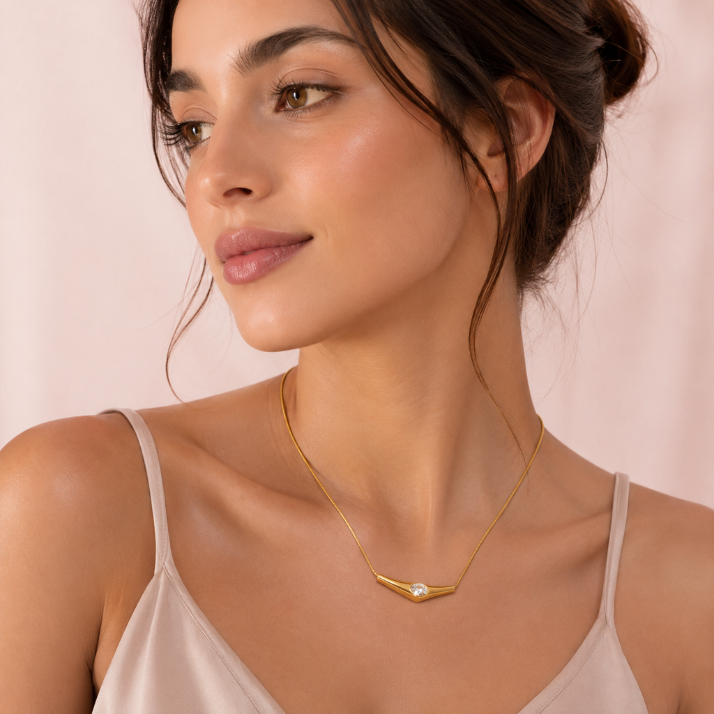 Aurelia Crystal Arc Necklace | Waterproof Gold Crystal Necklace Australia