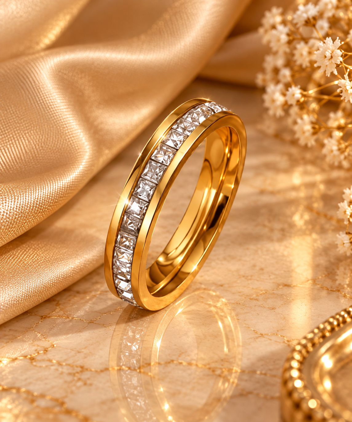 Aurelia Crystal Channel Gold Ring
