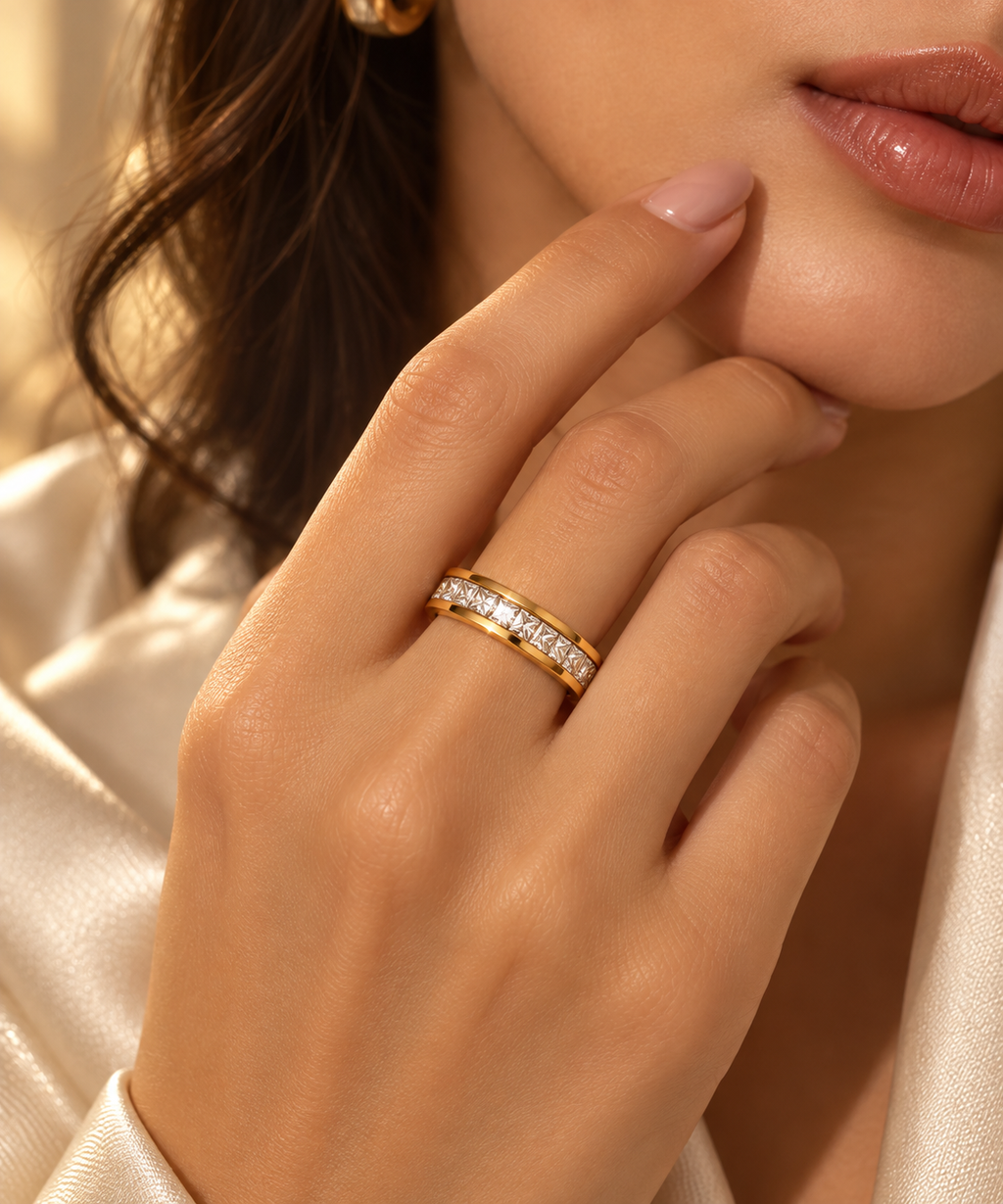 Aurelia Crystal Channel Gold Ring