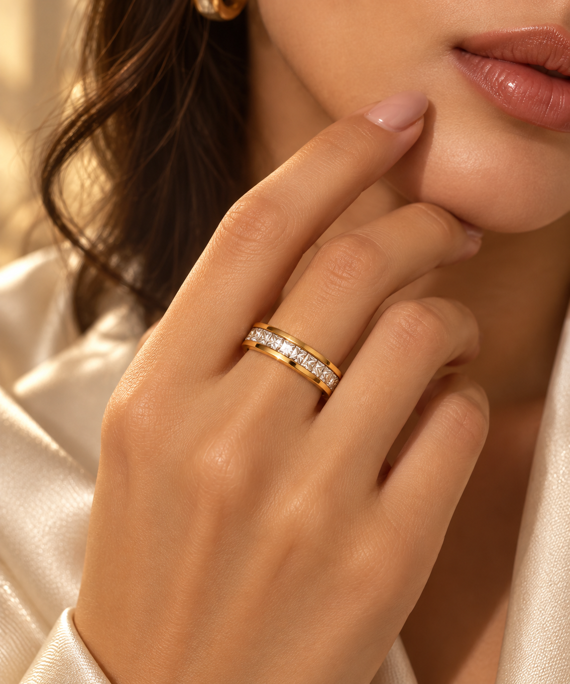 Aurelia Crystal Channel Gold Ring