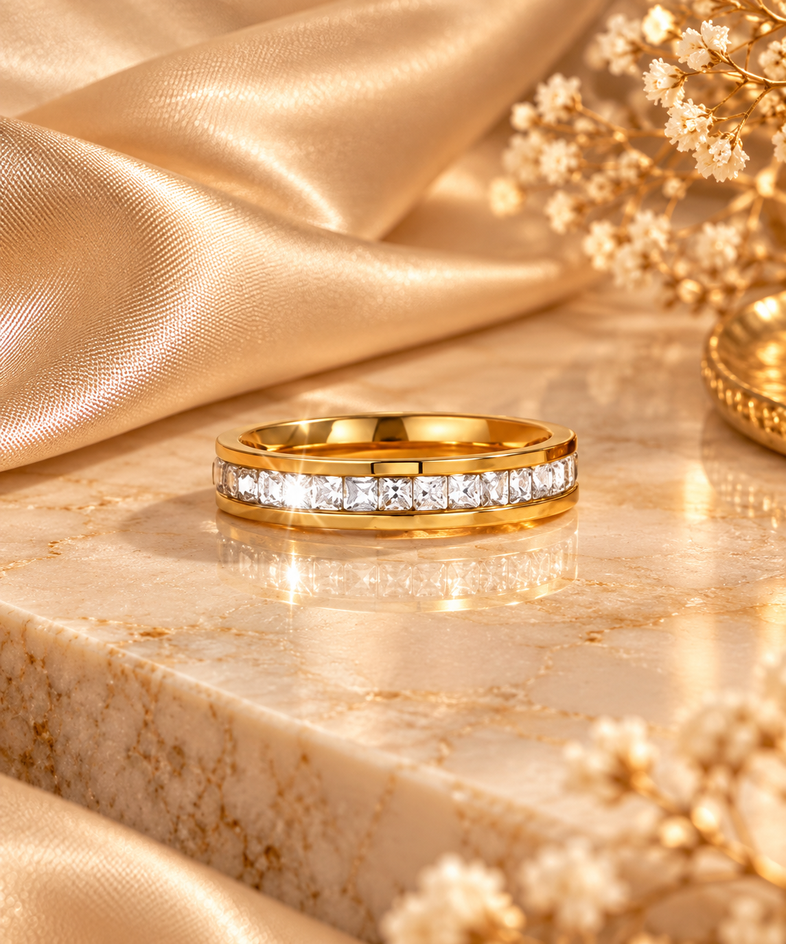 Aurelia Crystal Channel Gold Ring