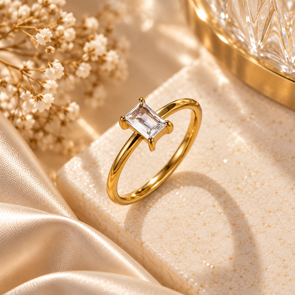 Aurelia Elara Baguette Gold Ring