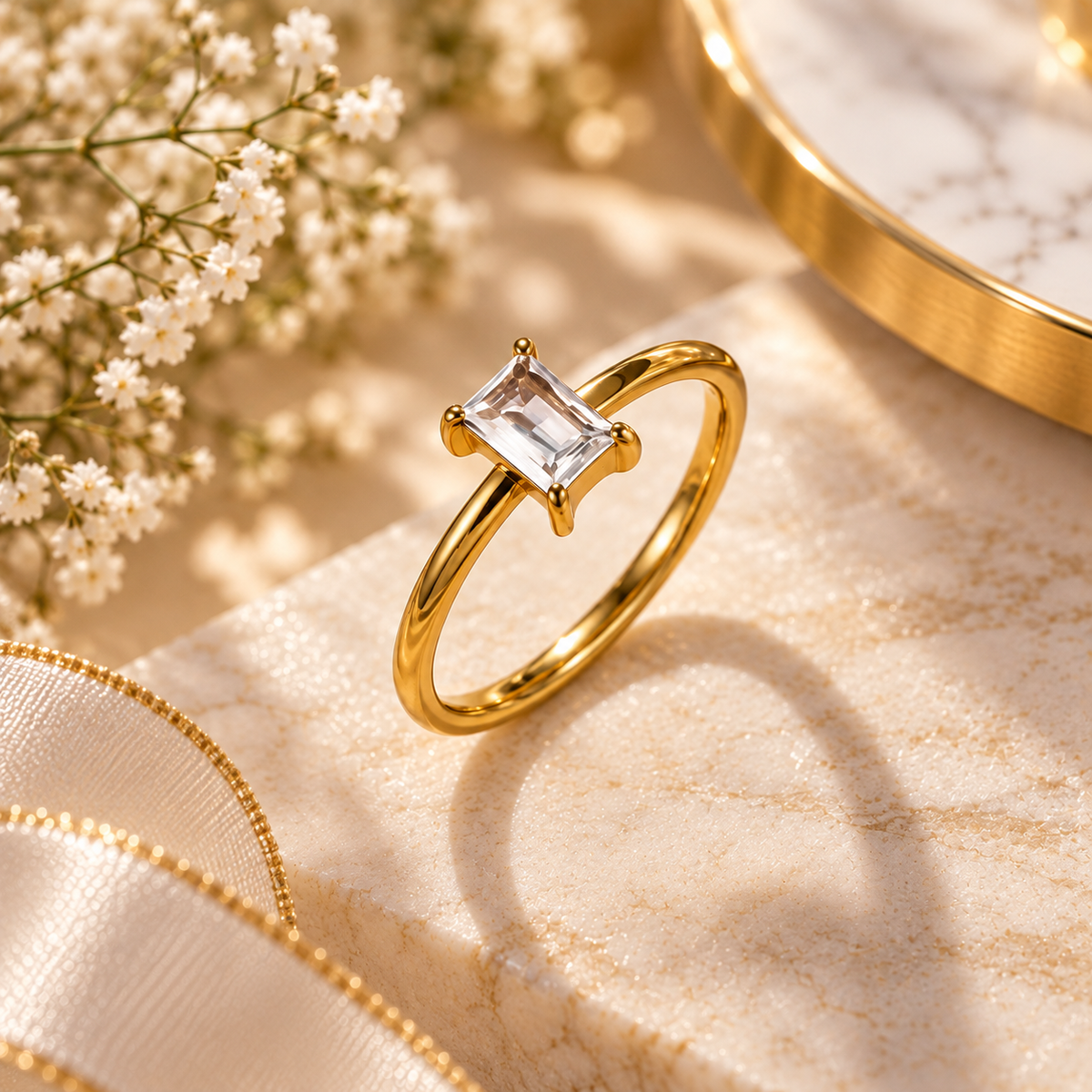 Aurelia Elara Baguette Gold Ring