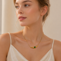 Aurelia Emerald Arc Necklace | Waterproof Gold Green Crystal Necklace Australia
