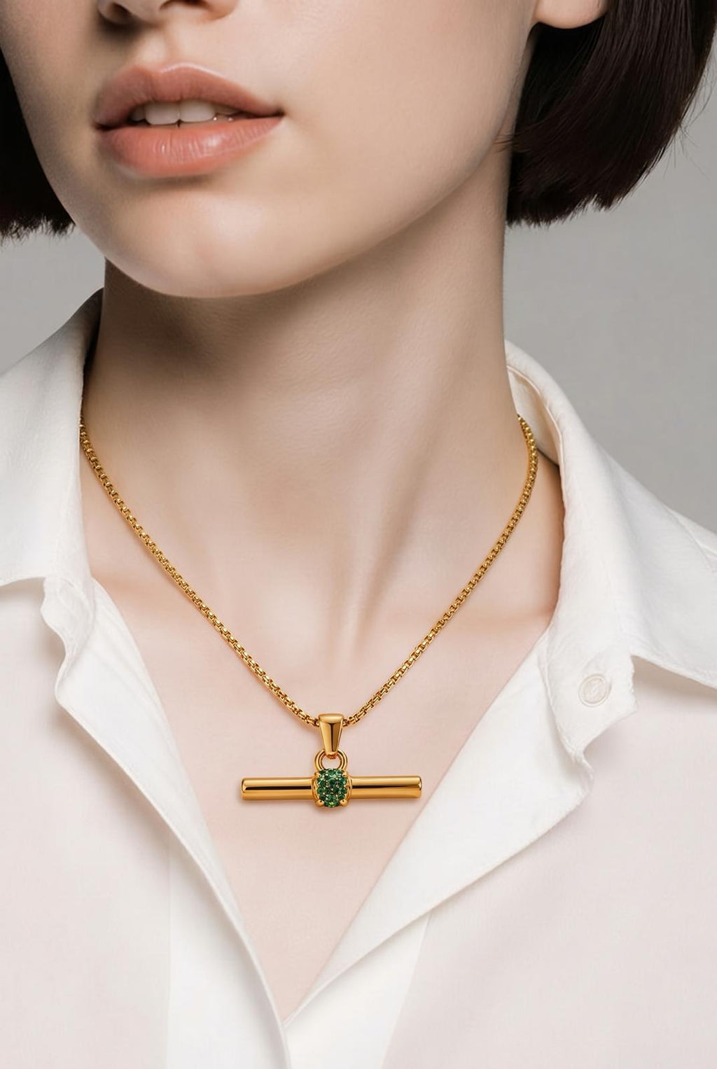 Aurelia Emerald Bar Gold Necklace | Waterproof 18K Gold Necklace | Aurelia Co.