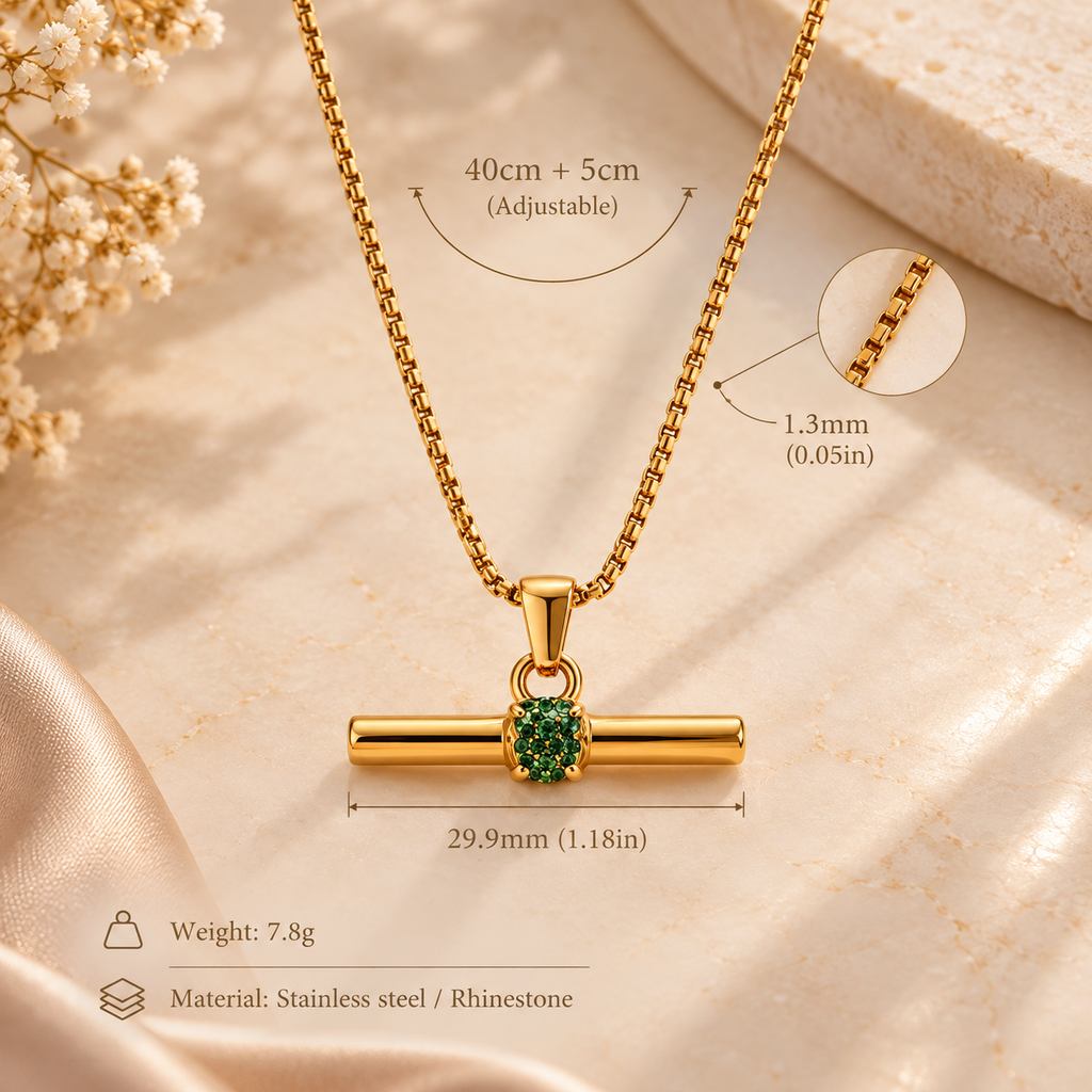 Aurelia Emerald Bar Gold Necklace | Waterproof 18K Gold Necklace | Aurelia Co.