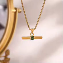 Aurelia Emerald Bar Gold Necklace | Waterproof 18K Gold Necklace | Aurelia Co.